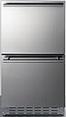 Summit Appliance ADRD18 18" Wide ADA Compliant 2-Drawer All-Refrigerator in Stainless Steel with Panel-Ready Drawer Fronts, Digital Thermostat, Frost-free Defrost, Digital Display