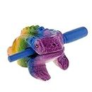 3.5" Wooden Frog Guiro Rasp Instrument - Percussion Musical Tone Block Craft (Painted rainbow)