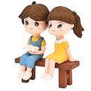 BHOOLU&GOOLU Plastic Sweety Lovers Couple Reading Style Figurine Miniature- Style 15 - (2 Pcs/Set, Multicolor)