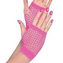 Chic & Bold Polyester Pink Short Fishnet Gloves (One Size) - 2 Pc - Perfect for Parties and Costumes
