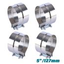 4Pcs 5" Stainless Exhaust Band Clamp Step Clamps for Catback Muffler Pipe