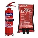FireShield Home Safety Pack, 1kg Dry Powder Fire Extinguisher & 1m x 1m Soft Case Fire Blanket
