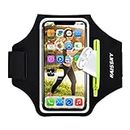 Running Armband Phone Holder for Running with Airpods Zipper Pocket Cell Phone Armband Holder Sweatproof Sports Gym Armband Case Fits iPhone 15/14/13/12/11Pro Max with Touchscreen up to 6.9"