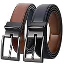 Lavemi Mens Belt Reversible 100% Italian Leather Dress Casual,One Reverse for 2 Colors,Trim to Fit(21863-4 110)