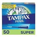Tampax, Pearl Tampons, Plastic Applicator, Super Absorbency, 50 Count