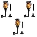 TechKing (Pack of 3 Solar Outdoor Light Waterproof IP65 96 LED Flickering Flame Solar Torch Powered for Garden Landscape Home gate Night Lamp Decoration Lights