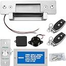 Access Control Electric Strike Door Lock Fail-Secure/Fail-Safe Kit System, Door Buzzer Entry System, with Remote Control, Button, Buzzer, Power Adapter