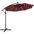 10Ft Patio Offset Umbrella with 32 LED Lights Outdoor Hanging Cantilever Parasol