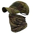 ehsbuy Camo Hats for Men with Cooling Neck Gaiter Baseball Caps Face Scarf Mask Army Tactical Military Hat Neck Tube Snoods for Running Hunting Camping Cycling Fishing Outdoor Sports, Camouflage, One size