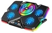 Cosmic Byte Cyclone RGB Laptop Cooling Pad with 5 Fan, Adjustable Speed, USB Hub (Black/Blue)