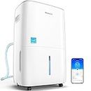 GoveeLife Smart Dehumidifier for Basement 4,500 Sq.Ft, 50 to 109 Pint Auto Humidity Control, Drain Hose, 2.0Gal Bucket, Energy Star Most Efficient H7151, WiFi Dehumidifiers for Large Room