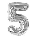 Rozi Decoration 32" Inch Number Foil Balloon Helium Quality -(Pack of one Unit) (Silver-5)