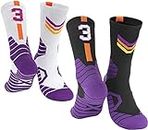 MAHZA 2 Pack de calcetines de baloncesto de élite número de equipo Calcetines de compresión Unisex Algodón Athletic Calcetines Fans Regalo (F,3)