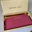 Michael Kors Continental Zip Around Wallet Clutch Electric Pink In Box New
