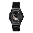 Swatch Herren Analog Automatik Uhr mit Leder Armband YIB404