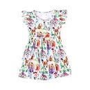 Toddlr Girls Cartoon Twirl Dress Ruffle Bottom Summer Flutter Sleeves Clothes 1-8Y, Toy, 12-18 Months