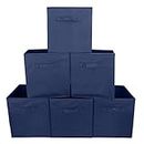 EZOWARE Confezione da 6 Cubi Portaoggetti Pieghevoli in tessuto, Contenitore con manico per Bambini cameretta o sala giochi Giocattoli Vestiti, 26.7 x 26.7 x 27.8 cm / Colore: Denim Blu