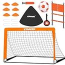 Football Goal Set with Football Training Equipment for Kids, Foldable Football Net with Speed Agility Ladder Disc Cones, Indoor Outdoor Garden Toy Gift for Boy Girls Junior Age 6 7 8 10 12 (orange)