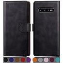 SUANPOT for Samsung Galaxy S10+/S10 Plus case with [Credit Card Holder][RFID Blocking],PU Leather Flip Book Protective Cover Women Men for Samsung S10+ Phone case Black