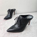 Zapatos elegantes Vince Camuto Stiletto Oxford Mules talla 5,5 cuero negro punta puntiaguda