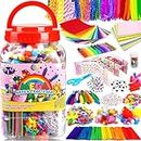 FUNZBO Arts and Crafts Supplies for Kids - Kids Crafts with Pipe Cleaners, Popsicle Sticks, Pompoms & Stickers, All in One Homeschool Supplies, Toys Crafts for Girls & Boys age 4+