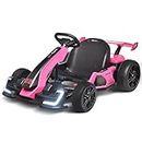 Blitzshark 24V Kids Go Kart 300W Powerful Drift Kart Electric Pedal Kart Outdoor Race Toy for Kids, with 2X150W Strong Motor, Drift/Sports Mode, EVA Tire, Brake Pedal, 4-Level Length Adjustment, Pink