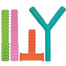 Sensory Chew Toys for Autistic Children, 4 Pack Silicone Chew Tube Teething Sticks Toys for Autism, ADHD, SPD, Chewies with Special Needs, Oral Motor Chewy Tool for Sensory Kids Chewer