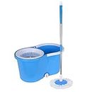 K&S Spin Magic Mop with Wheels Bucket, 360° Spin Rotatable and 180°Adjustable Mop Rod with 1 Microfiber Soft Refill Pocha for Floor Cleaning Mopping Set-( 1Bucket+1 Rod+1 Refill, Color-Blue)