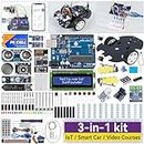 SunFounder Ultimate Starter Kit compatibile con Arduino UNO IDE Scratch, 3 in 1 Kit IoT/Smart Car/Basic con tutorial online, 192 articoli, 87 progetti, adatto a principianti di età superiore a 8 anni