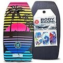 Back Bay Play 37" Body Boards - Lightweight EPS Core Boogie Boards for Beach - Bodyboard, Boogie Board for Beach Kids with Wrist Leash Surfing for Kids & Adults (Malibu Sunset)