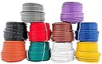 GS Power 14 Gauge Stranded Copper Clad Aluminum Primary Wire Assortment for Car Audio Amplifier Remote Automotive AV Dash Harness Hookup Wiring | 10 Color Combo in 50 feet Roll