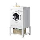 [en.casa] Waschmaschinen-Sockel mit Ablage Waschmaschinen-Untergestell Trockner Sockel Podest + Ablage Stahl Weiß
