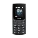 Nokia 105 2G Edition 2023 (Dual SIM, 1.77 Inch Display, 1000 mAh Battery, 32 MB, 3.5 mm Headphone Jack, FM Radio) Charcoal