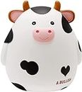 H&W Cow Piggy Bank, Unbreakable Coin Box for Kids, Cute Animal Money Bank Birthday for Boys Girls,Coin Saving Boxes (White)