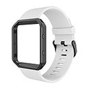 Simpeak Band Compatible with Fitbit Blaze Smartwatch Fitness, Silicone Wrist Band with Metal Frame for Fitbit Blaze Men Women Large, White Band+Black Frame