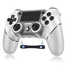 Sombbry Wireless Controller for PS4, Wired P-4 Pro Controller with Paddles, White P-4 Controller Accessories, P-4 Accessories Perfect Adaptive Full Version 4/4 Pro/Slim.