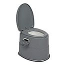 Outvita Portable Toilet, Outdoor Lightweight Porta Potty with Detachable Inner Bucket Removable Toilet Paper Holder for Camping Boat RV Hiking Living Room (Gray)