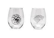 Game of Thrones Collectible Wine Glass Set (House Stark & House Targaryen)