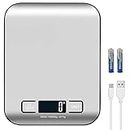 Emarful Small Postal Scale for Packages,Shipping Scale,Kitchen Food Digital Scale,Baking,Cooking,Keto and Meal Prep for Weight Loss,Stainless Steel Waterproof(Silver Black Rechargeable(10kg/1g))