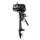 Outboard Boat Motors, 3.6 HP Mud Motor, 2 Stroke 55CC Outboard Boat Motors Fishing Boat Engine Marine Engine for Inflatable Kayak Dinghy Canoe Small Boat, 14.37×8.66×36.22 Inch (Black, Water-cooled)