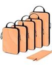 BAGSMART Compression Packing Cubes for travel, 6 Set Travel Packing Cubes for Suitcases, Compression Suitcase Organizers Bag Set & Travel Cubes for Luggage, Lightweight Packing Organizer Sunset Orange