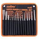 HORUSDY 16-Piece Punch and Chisel Set, Including Taper Punch, Cold Chisels, Pin Punch, Center Punch