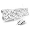 Macally Full Size USB Wired Keyboard & Mouse Combo for Mac Mini Pro, iMac Desktop Computer, MacBook Pro Air Laptops - Mac Compatible Apple Shortcuts, Extended with Number Keypad, Rubber Dome Keycaps