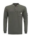 BOCOMAL FR Shirts Flame Resistant Shirts NFPA2112 7oz Work Men's Fire Retardant Henley Shirt, Pocket Gray, 3X-Large