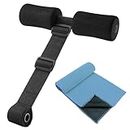 MAXQUU 1 Piece Of Sports Curling Belt, 1 Piece Of Blue Sports Towel, Sit-Up Assister, Adjustable Curling Belt, Abdominal Exercise Belt, Squat Auxiliary Curved Belt, Sports Fitness Equipment (Black)