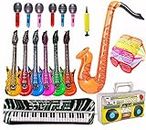 22 PCS Inflatable Rock Star Toy Set,Inflatable Toy Set With Rock Star Toy, Inflatable Party Props Inflatable Musical Instrument,Inflatable Guitar for Birthday Party Supplies Favors Photo Booth Props