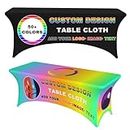 Personalized Custom Tablecloth, Customized Tablecloth, Custom Table Cloth with Business Logo Custom, Rectangular Fitted Table Cloth Events Stretch Table Covers Washable Table Protector