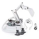 SunFounder 4 DOF Robot Arm Kit with Shovel Bucket, Hanging Clips, Electromagnet, Support Graphical Visual Programming, Python, Remote Control Multifunctional Robotic Arm for Raspberry Pi 4B 3B+ 3B