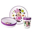 Minnie Mouse 3pcs Reusable Bicolor Premium Kids Dinner Tableware Set Plate, Bowl & Tumbler, BPA Free