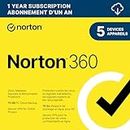 Norton 360 - 2024 Ready – Antivirus software for 5 Devices 1-Year Subscription - Includes VPN, Password Manager and PC Cloud Backup [Download]
